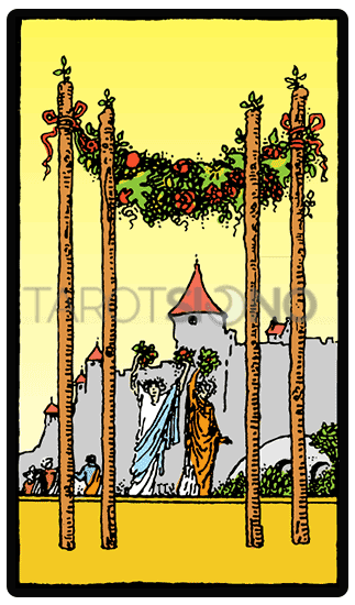 Cuatro de Bastos Tarot